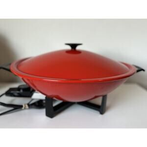 Vintage Kenmore MCM Electric 6-Quart Wok Non-Stick Surface Red 15" Works Great